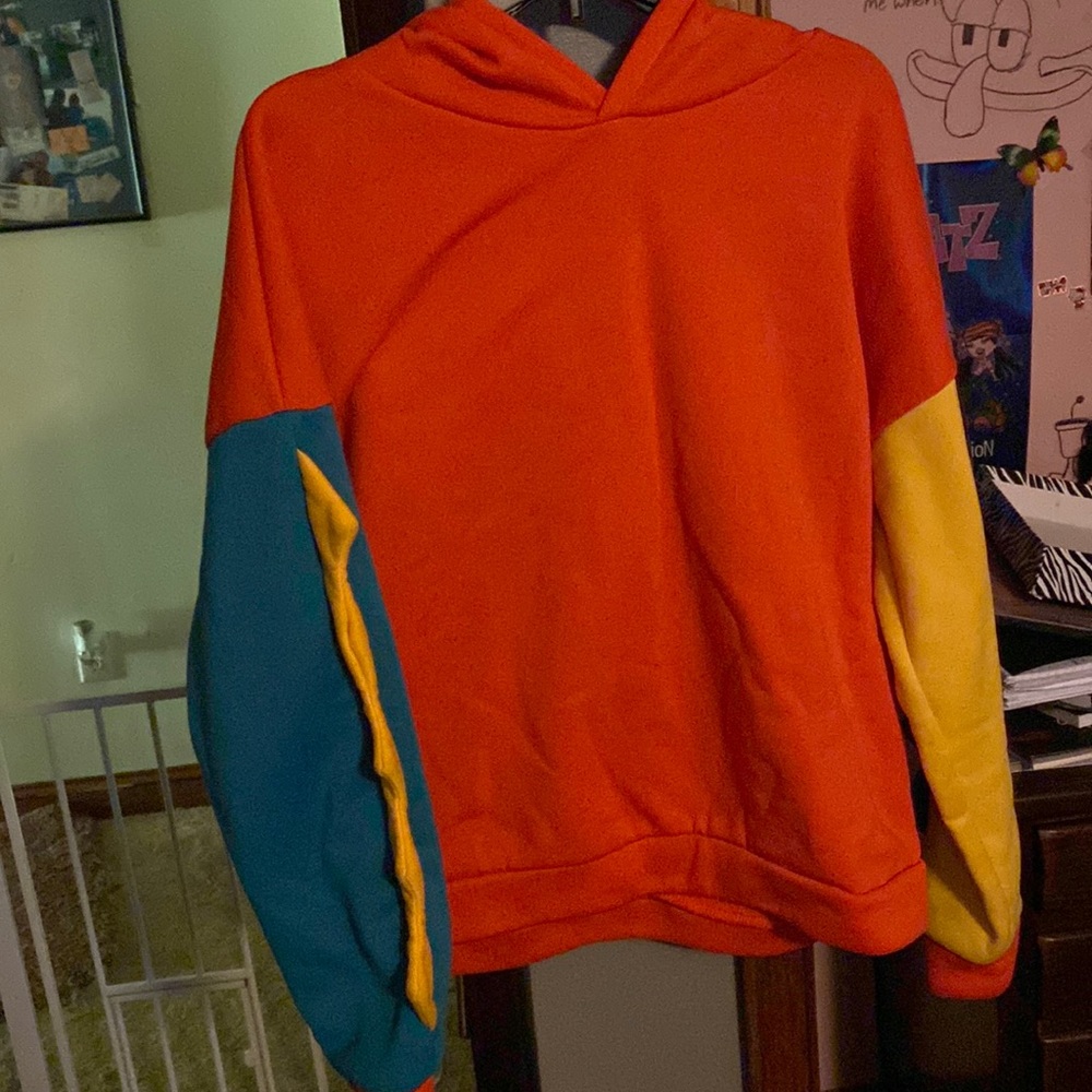 orange dinosaur cropped hoodie
